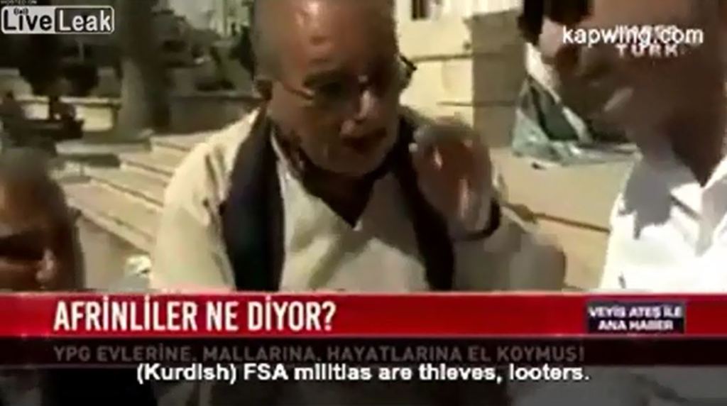 Video: Türkischer Sender verdreht live die Worte eines Bürgers aus Afrin, der die FSA als Plünderer und Diebe&nbsp;bezeichnet,