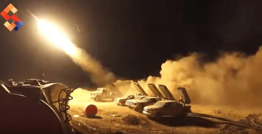 Video: Golan-Mehrfachraketenwerfer lassen auf die ISIS im Yarmouk-Camp Feuer&nbsp;regnen