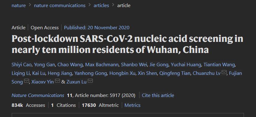 WTF! Neue Studie mit 10 Millionen Teilnehmern in Wuhan, räumt mit Mythos von asymptomatischer Corona-Verbreitung auf! Stop the Lockdown immediately!